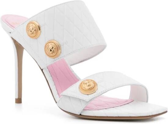 Balmain Eva 100mm leather sandals White