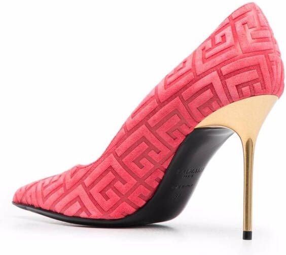 Balmain jacquard-logo pointed pumps Pink