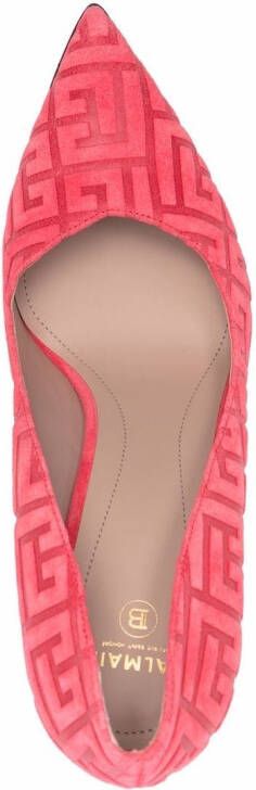 Balmain jacquard-logo pointed pumps Pink