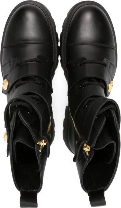 Balmain Kids button-embellished leather boots Black