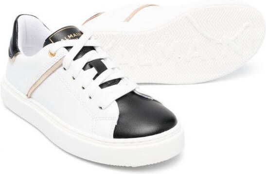 Balmain Kids colour-block lace-up sneakers White