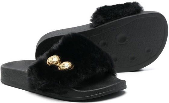 Balmain Kids faux-fit sliders Black