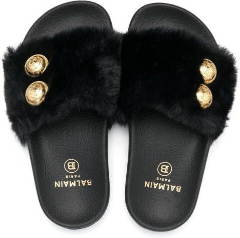 Balmain Kids faux-fit sliders Black