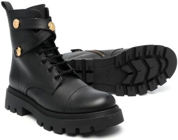 Balmain Kids lace-up 50mm combat boots Black