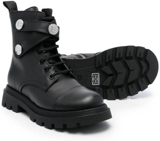 Balmain Kids lace-up ankle boots Black