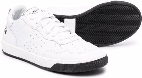 Balmain Kids leather lace-up sneakers White