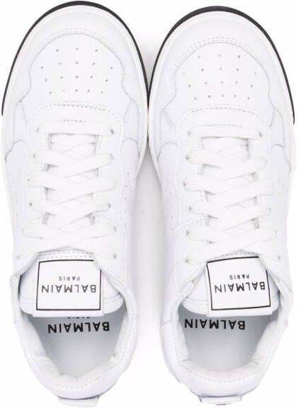 Balmain Kids leather lace-up sneakers White