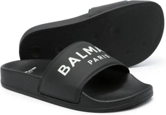 Balmain Kids logo-print flip flops Black