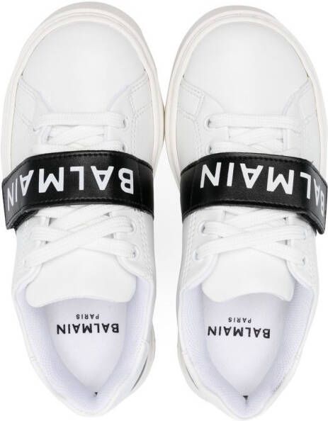 Balmain Kids logo-print lace-up sneakers White