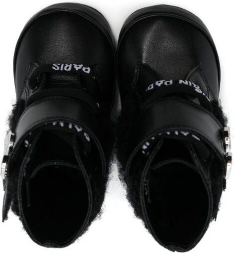 Balmain Kids logo-print leather boots Black