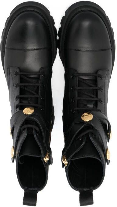 Balmain Kids Ranger leather combat boots Black