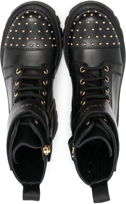Balmain Kids stud-embellished lace-up boots Black