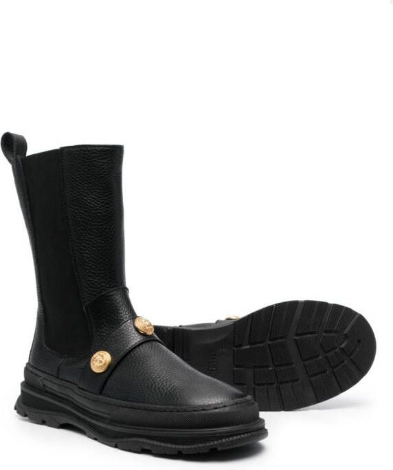 Balmain Kids studded leather boots Black