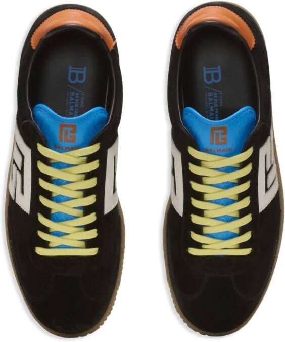 Balmain logo-patch leather sneakers Brown