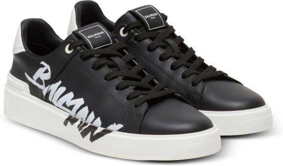 Balmain logo-print lace-up sneakers Black