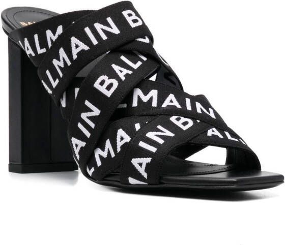 Balmain logo strappy sandals Black
