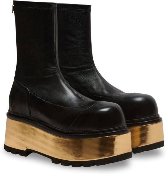 Balmain metallic-platform detail boots Black