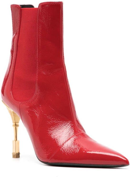 Balmain Moneta 110mm leather boots Red