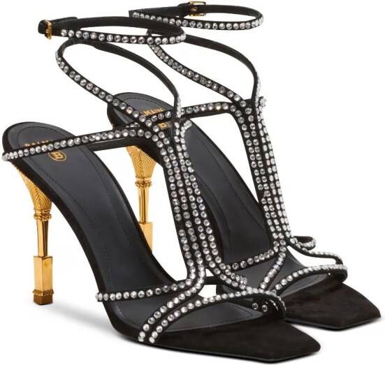 Balmain Moneta 95mm crystal-embellished sandals Black