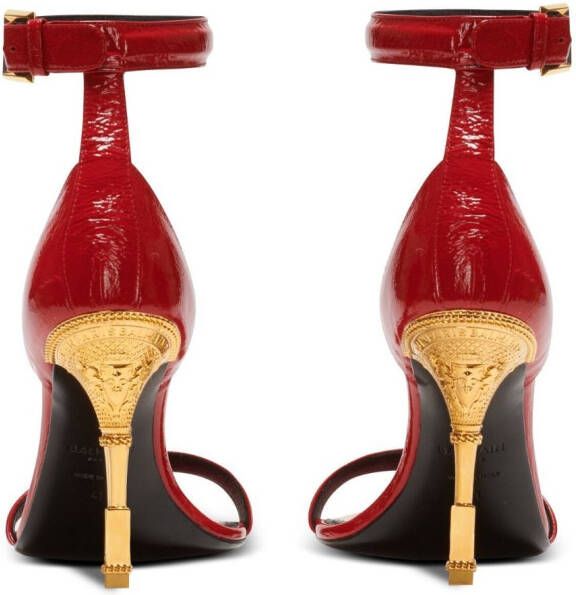 Balmain Moneta leather sandals Red