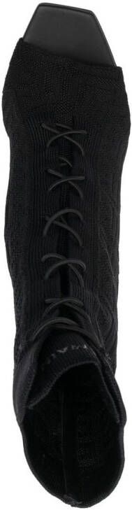 Balmain Moneta monogram lace-up boots Black