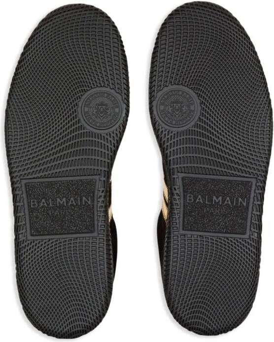 Balmain monogram-appliqué suede sneakers Black