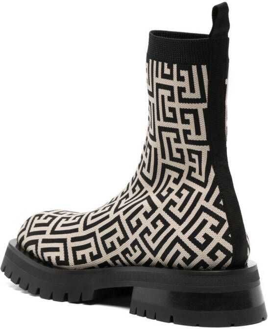 Balmain monogram-pattern ankle boots Neutrals