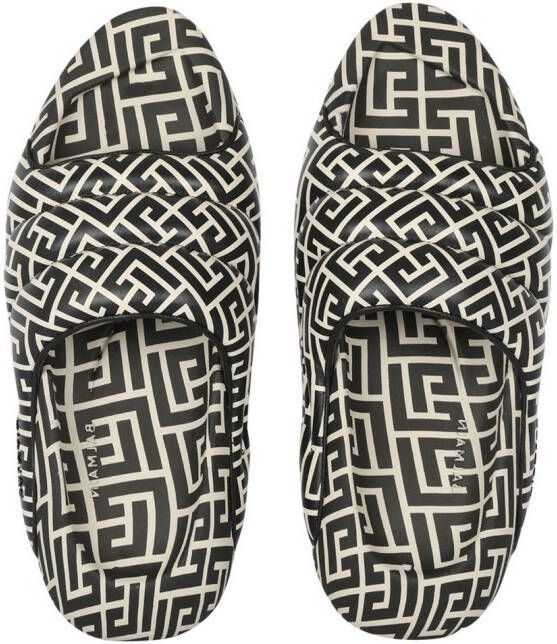 Balmain monogram-pattern chunky slides Black