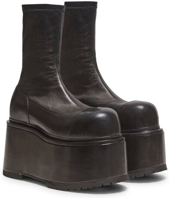 Balmain platform leather boots Black