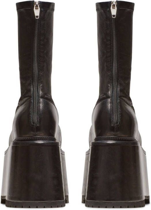 Balmain platform leather boots Black