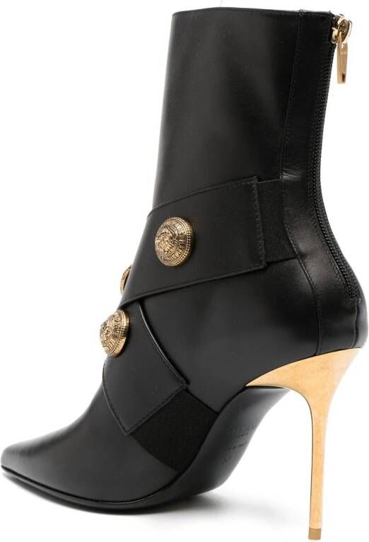 Balmain pointed-toe leather boots Black