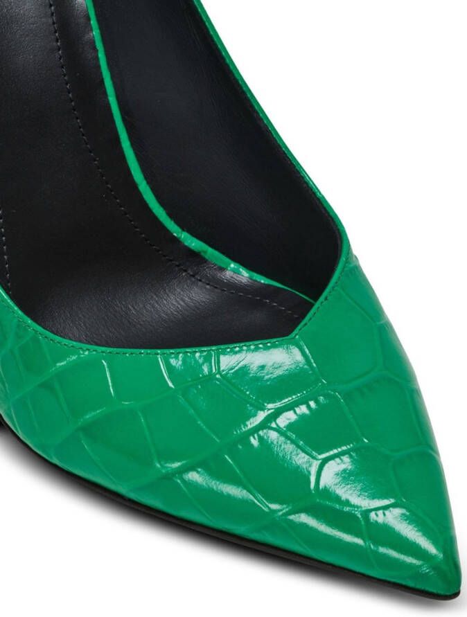 Balmain pointed-toe textured-finish pumps Green