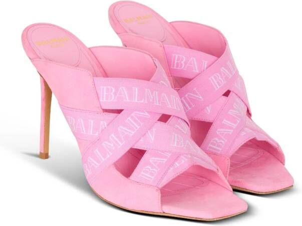 Balmain Ruby 95mm leather mules Pink