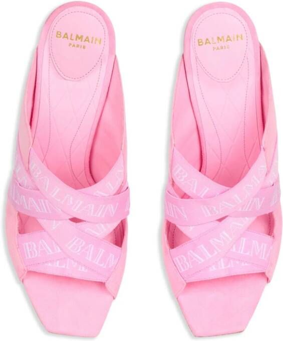 Balmain Ruby 95mm leather mules Pink