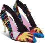 Balmain Ruby monogram-print satin pumps Black - Thumbnail 2