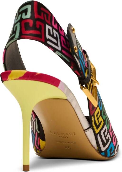 Balmain Ruby monogram-print satin pumps Black