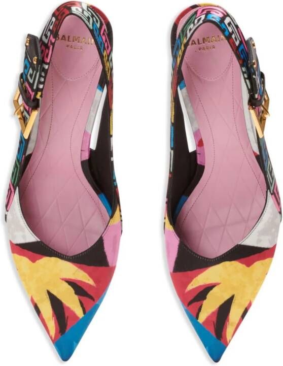 Balmain Ruby monogram-print satin pumps Black