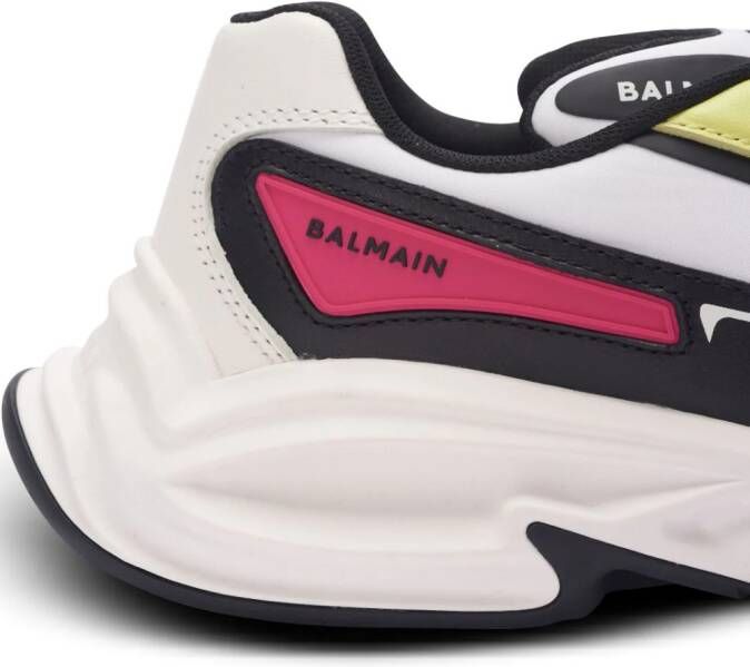 Balmain Run-Row panelled leather trainers White