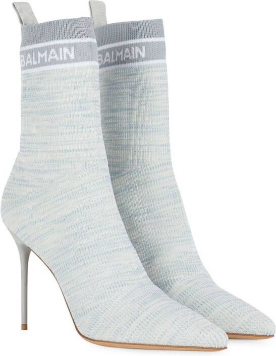 Balmain Skye 95mm knit ankle boots Blue