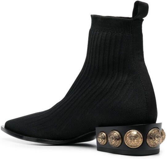 Balmain Stretch-Knit Coin ankle boots Black