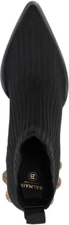 Balmain Stretch-Knit Coin ankle boots Black