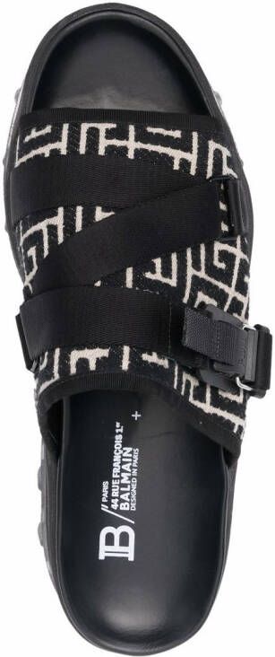 Balmain Ulysse monogram slides Black