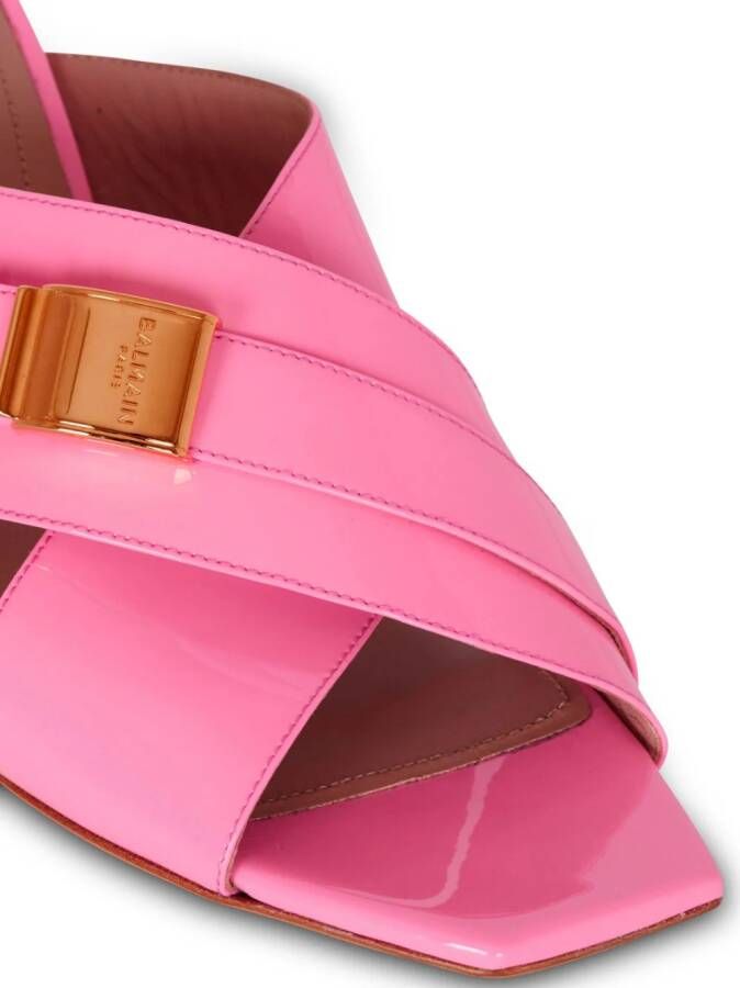 Balmain Uma 75mm patent leather mules Pink