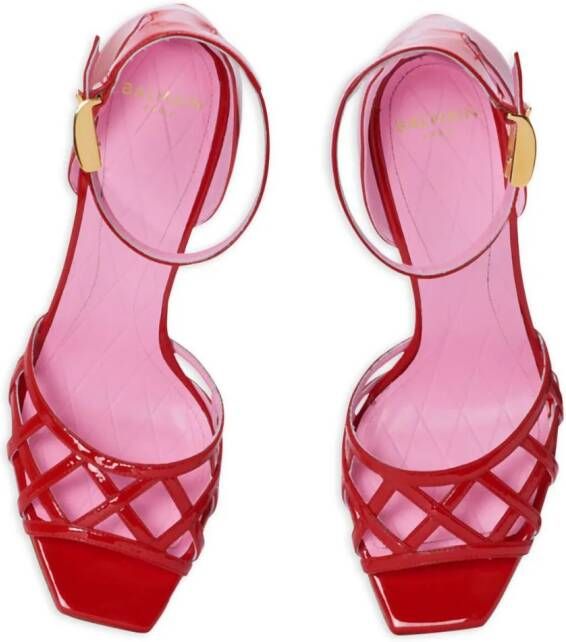 Balmain Uma patent-leather sandals Red