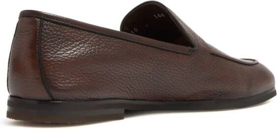 Barrett almond-toe leather loafers Brown