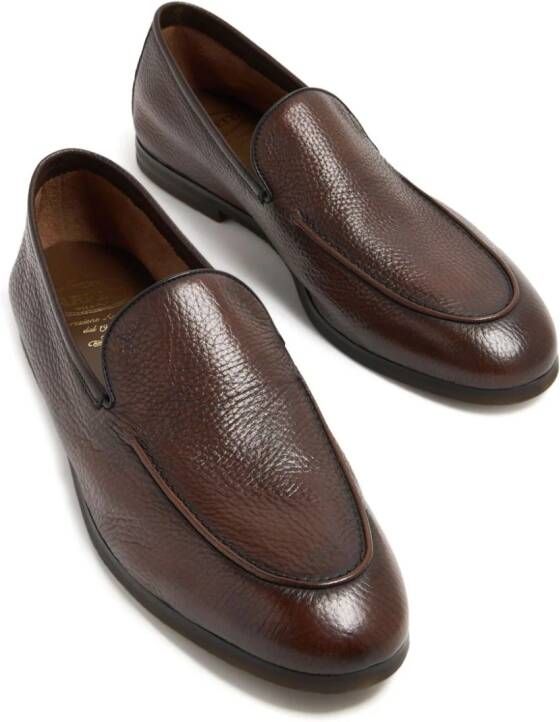 Barrett almond-toe leather loafers Brown