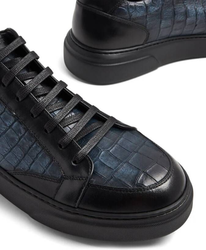 Barrett crocodile-effect leather sneakers Blue