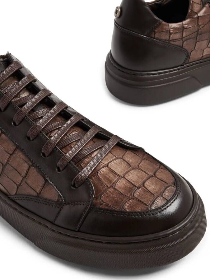 Barrett crocodile-effect leather sneakers Brown