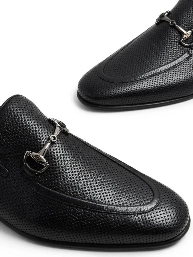 Barrett perforated horsebit-detail leather loafers Black