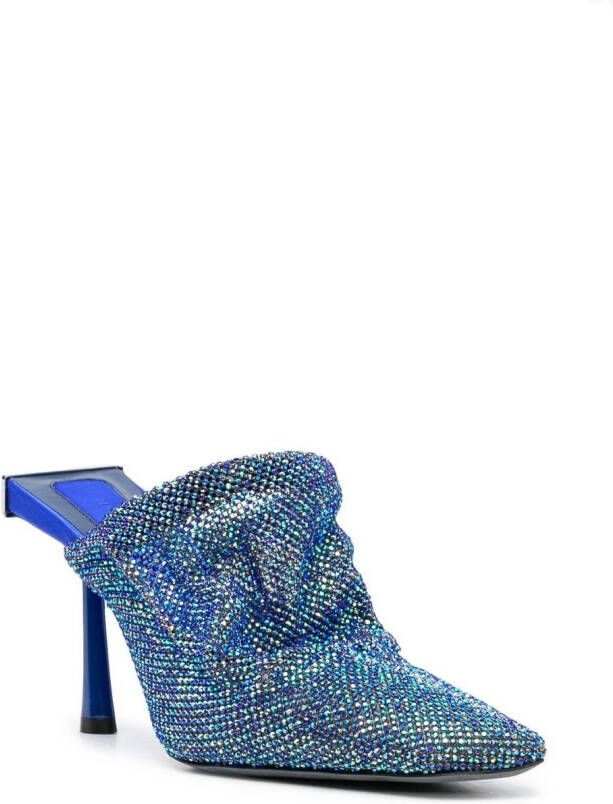 Benedetta Bruzziches crystal embellished square toe mules Blue